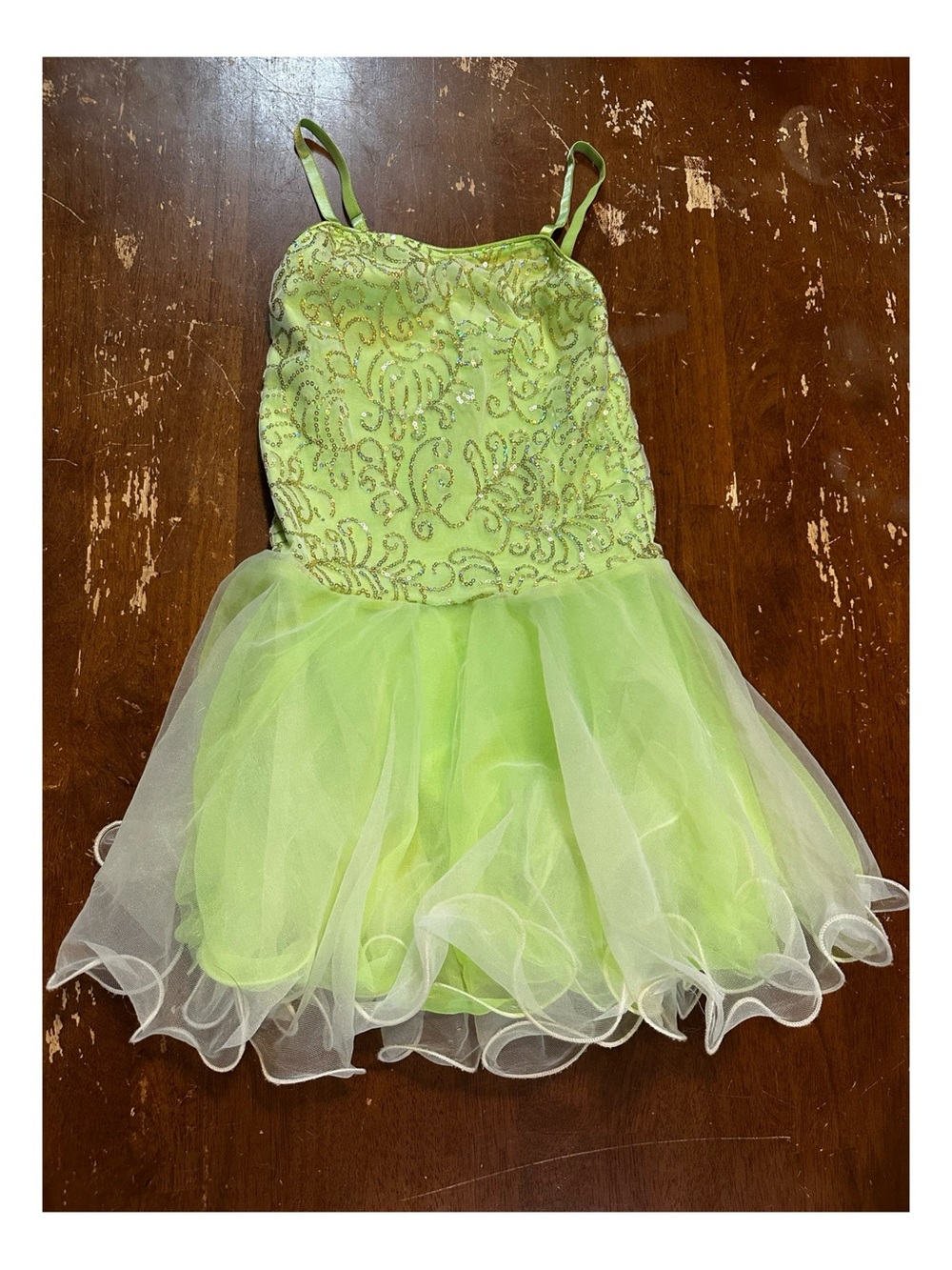 Revolution Girls Lime Green Sparkle Tutu Dance Dress/Costume Size Large